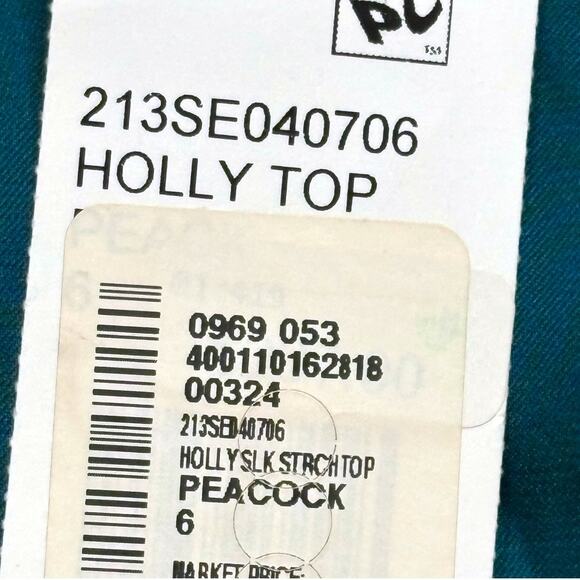 NWT Milly Teal 3/4 Flare Sleeve Silk Blouse - “Peacock Holly Top” - Size 6 - Picture 9 of 14